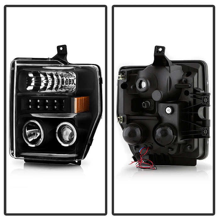 FR SPORT SPYDER Xtune Ford F250/350/450 Super Duty 08-10 Projector Headlights LED Halo Black...