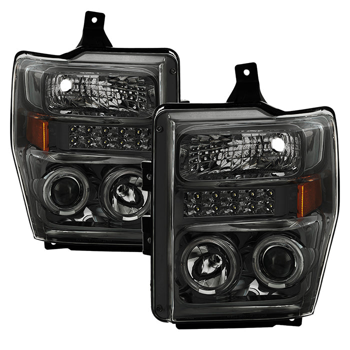 FR SPORT SPYDER Xtune Ford F250/350/450 Super Duty 08-10 Projector Headlights LED Halo Smoke...