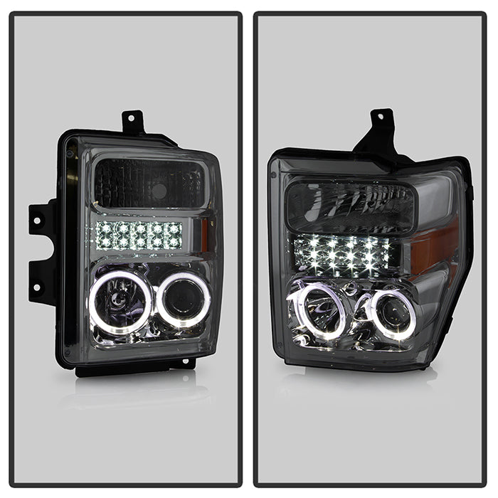 FR SPORT SPYDER Xtune Ford F250/350/450 Super Duty 08-10 Projector Headlights LED Halo Smoke...