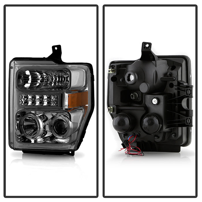 FR SPORT SPYDER Xtune Ford F250/350/450 Super Duty 08-10 Projector Headlights LED Halo Smoke...