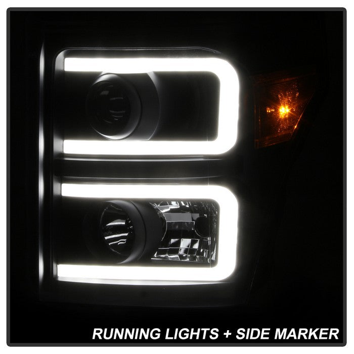SPYDER Xtune Ford Super Duty 11-16 Projector Headlights Light Bar Drl Black PRO-JH-FS11-LBBRL-BK 9034923