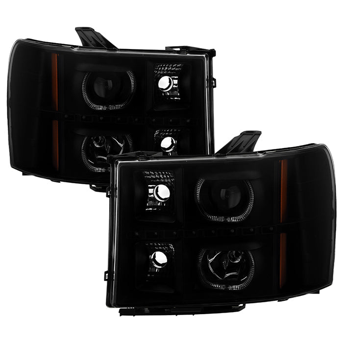 FR SPORT SPYDER Xtune GMC Sierra 2500/3500HD 07-13 Projector Headlights LED Halo- Black Smoked...