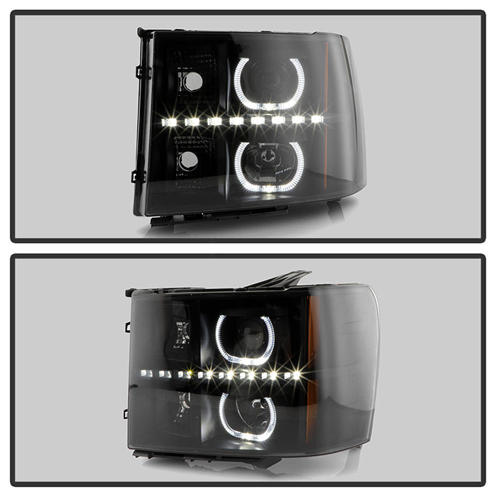 FR SPORT SPYDER Xtune GMC Sierra 2500/3500HD 07-13 Projector Headlights LED Halo- Black Smoked...
