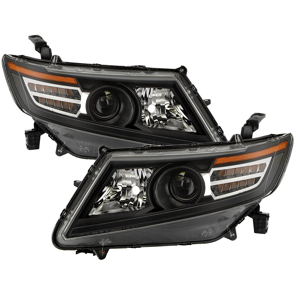 SPYDER xTune 11-17 Honda Odyssey Halogen Models Projector Headlights w/LED - Black (PRO-JH-HODY11-SQ-BK) 9055249