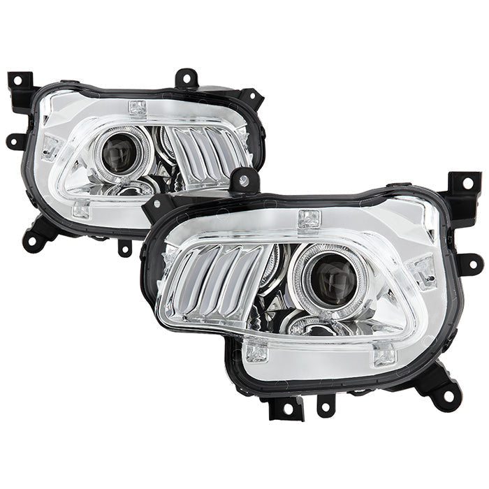SPYDER xTune 14-17 Jeep Cherokee Halogen Model Only LED Light Bar Proj Headlights - Chro - PRO-JH-JC14-LB-C 9047190