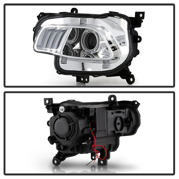 SPYDER xTune 14-17 Jeep Cherokee Halogen Model Only LED Light Bar Proj Headlights - Chro - PRO-JH-JC14-LB-C 9047190