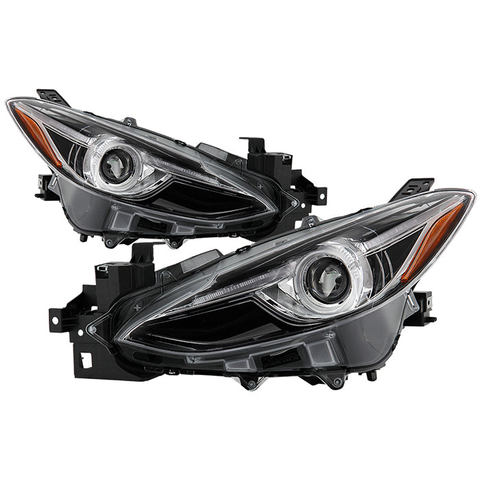 SPYDER xTune 14-17 Mazda 3 Sedan Halogen Model Only LED Light Bar Proj Headlights - Blk - PRO-JH-M314-LB-BK 9047206