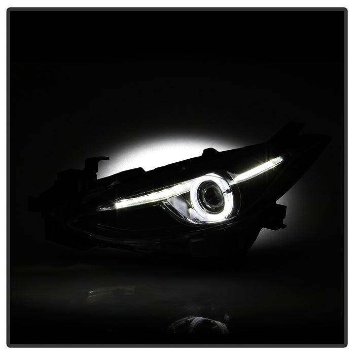SPYDER xTune 14-17 Mazda 3 Sedan Halogen Model Only LED Light Bar Proj Headlights - Blk - PRO-JH-M314-LB-BK 9047206