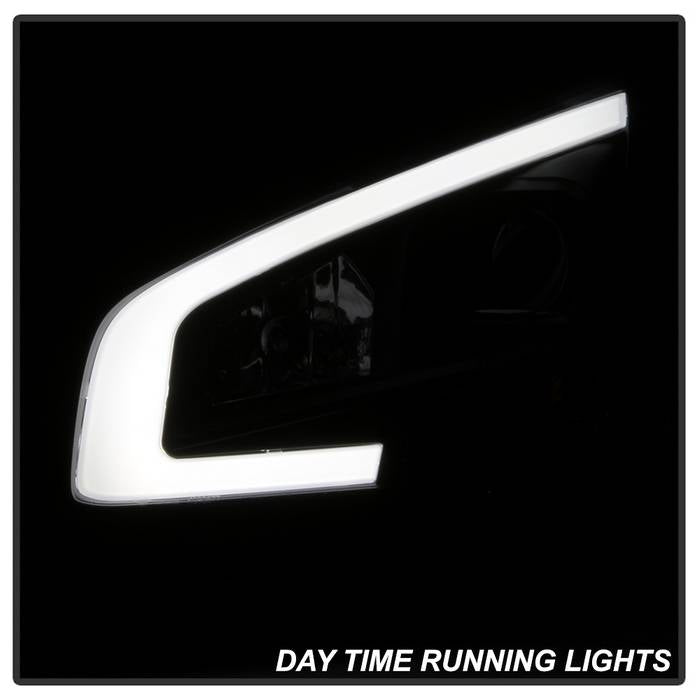 SPYDER xTune 09-14 Nissan Maxima Halogen LED Light Bar Projector Headlights - Smoke (PRO-JH-NM09-LB-BSM) 9043062