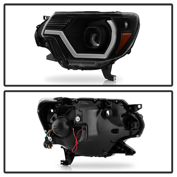 SPYDER xTune 12-15 Toyota Tacoma Projector Headlights w/ Light Bar - Black (PRO-JH-TTA12-LB-BK) 9050602