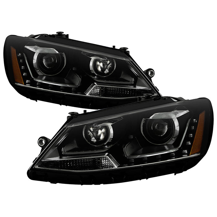 FR SPORT SPYDER xTune Volkswagen Jetta 11-14 DRL Projector Headlights - Black Smoked...