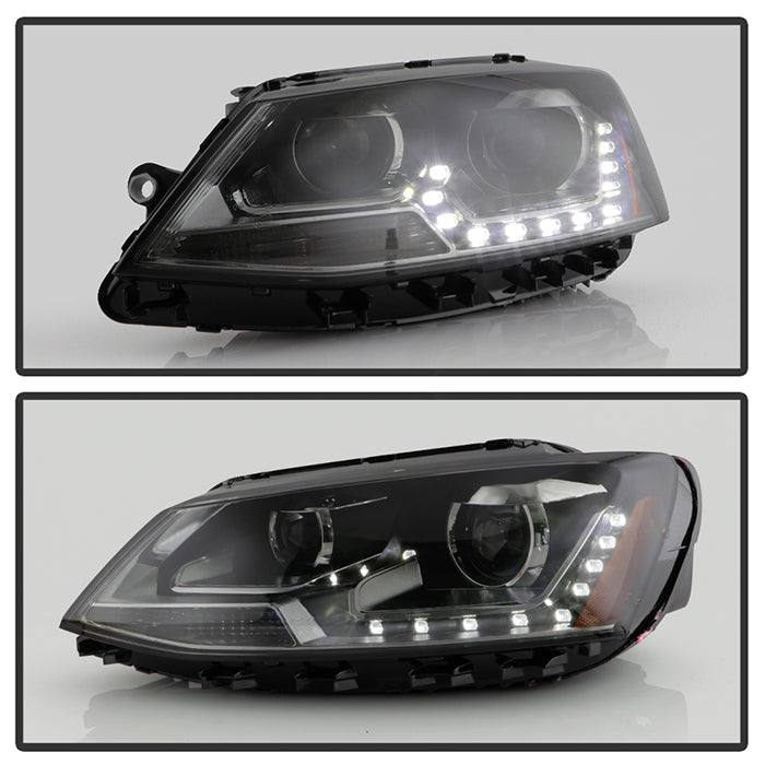 FR SPORT SPYDER xTune Volkswagen Jetta 11-14 DRL Projector Headlights - Black Smoked...