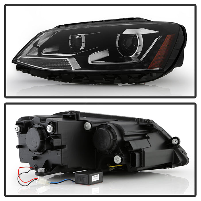 FR SPORT SPYDER xTune Volkswagen Jetta 11-14 DRL Projector Headlights - Black Smoked...