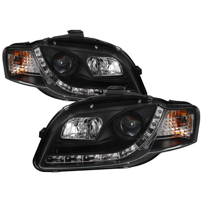 Spyder Audi A4 06-08 Projector Headlights Halogen Model Only - DRL Black PRO-YD-AA405-DRL-BK 5008572