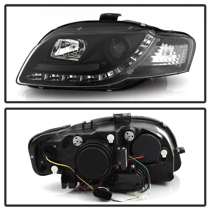 Spyder Audi A4 06-08 Projector Headlights Halogen Model Only - DRL Black PRO-YD-AA405-DRL-BK 5008572