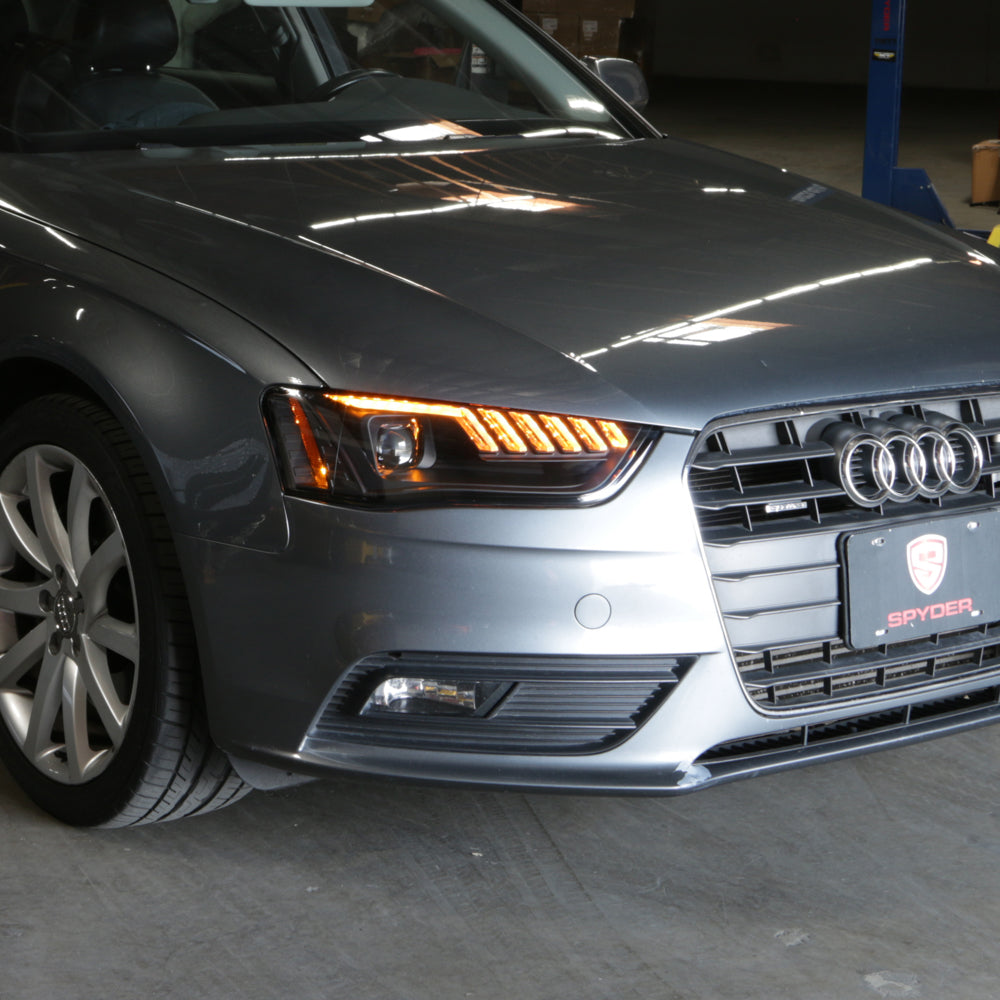 SPYDER 13-16 Audi A4 4DR LED Tail Lights LED Clear Reverse Lights - Black ALT-YD-AA413-SEQ-BK 5087171