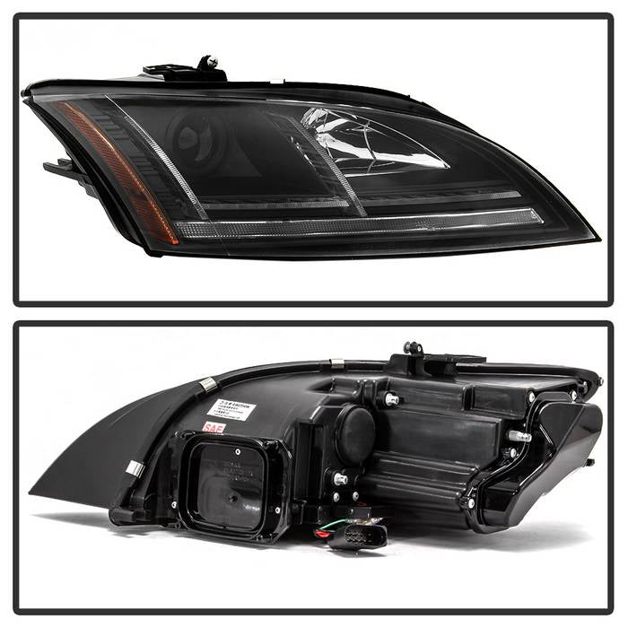 Spyder 08-15 Audi TT Halogen Projector Headlights w/Seq Turn Signal - Black (PRO-YD-ATT08-BK) 5085535