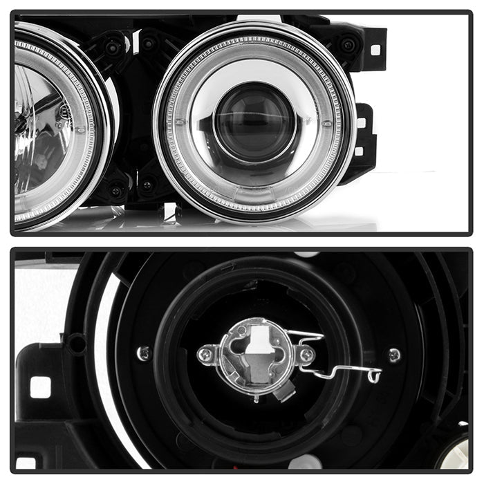 FR SPORT Spyder BMW E34 5-Series 89-94 Projector Headlights NO FIT 750 LED Halo Chrm...