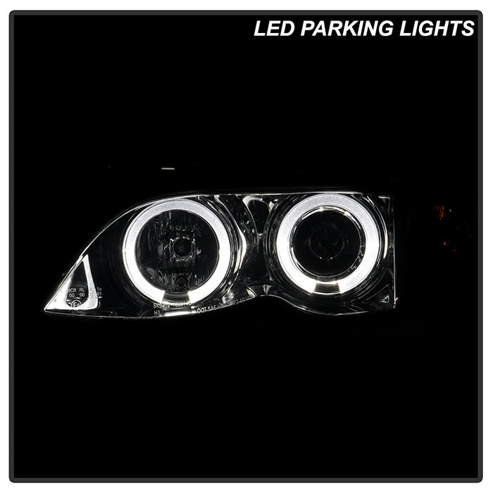FR SPORT Spyder BMW E46 3-Series 02-05 4DR Projector Headlights 1PC LED Halo Smke...