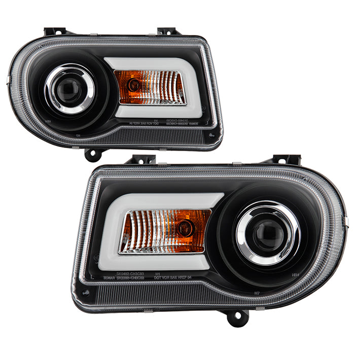 FR SPORT Spyder Chrysler 300C 05-10 Projector Headlights LED DRL Black High/Low H7...