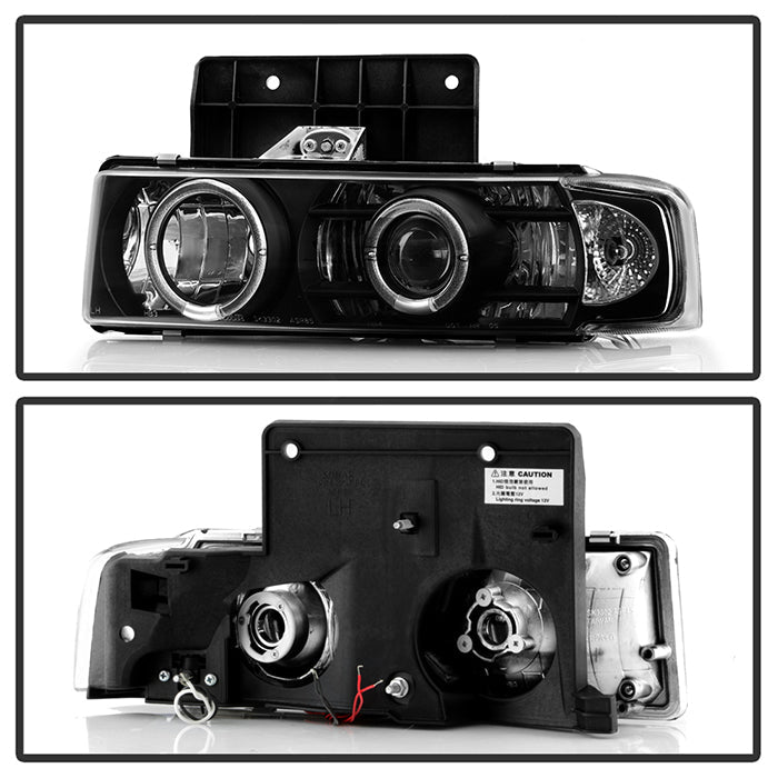 FR SPORT Spyder Chevy Astro 95-05/GMC Safari 95-05 Projector Headlights LED Halo Black...