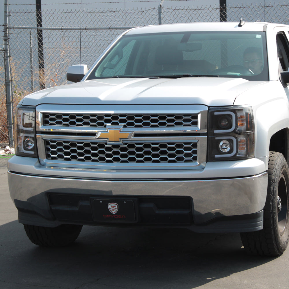 Spyder Chevy Silverado 1500 14-16 Projector Headlights Light Bar DRL Blk PRO-YD-CS14-LBDRL-BK 5079473