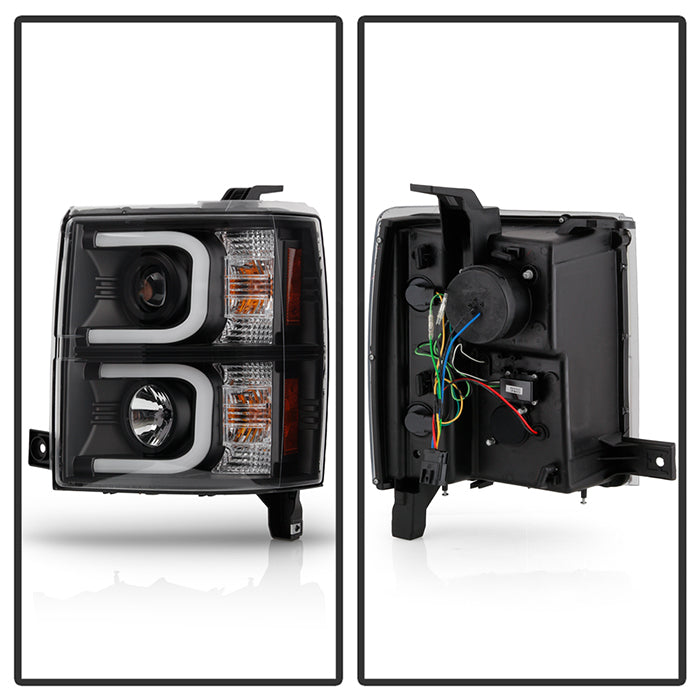 Spyder Chevy Silverado 1500 14-16 Projector Headlights Light Bar DRL Blk PRO-YD-CS14-LBDRL-BK 5079473