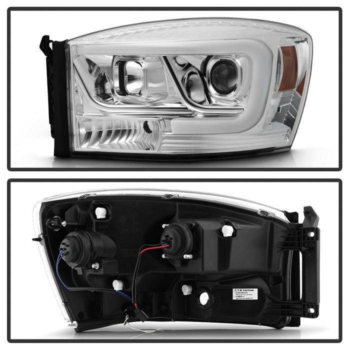 Spyder Dodge Ram 1500 06-08 V2 Projector Headlights - Light Bar DRL - Chrome (PRO-YD-DR06V2-LB-C) 5085290