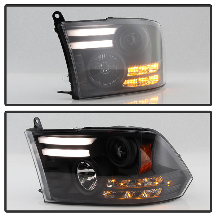 Spyder Dodge Ram 09-12 Projector Headlights Light Bar DRL Black PRO-YD-DR09-LBDRL-BK 5081001