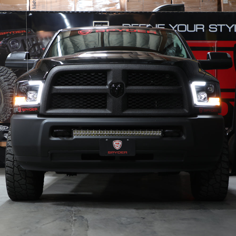 Spyder 09-16 Dodge Ram 1500 Version 2 Headlights Light Bar DRL Black PRO-YD-DR09V2-LBDRL-BK 5084811