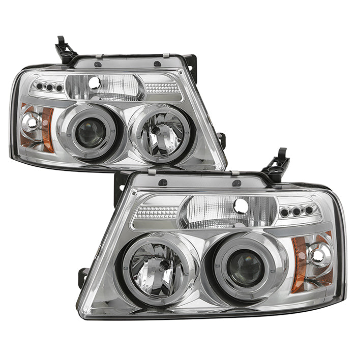 FR SPORT Spyder Ford F150 04-08 Projector Headlights Version 2 LED Halo LED Chrm...