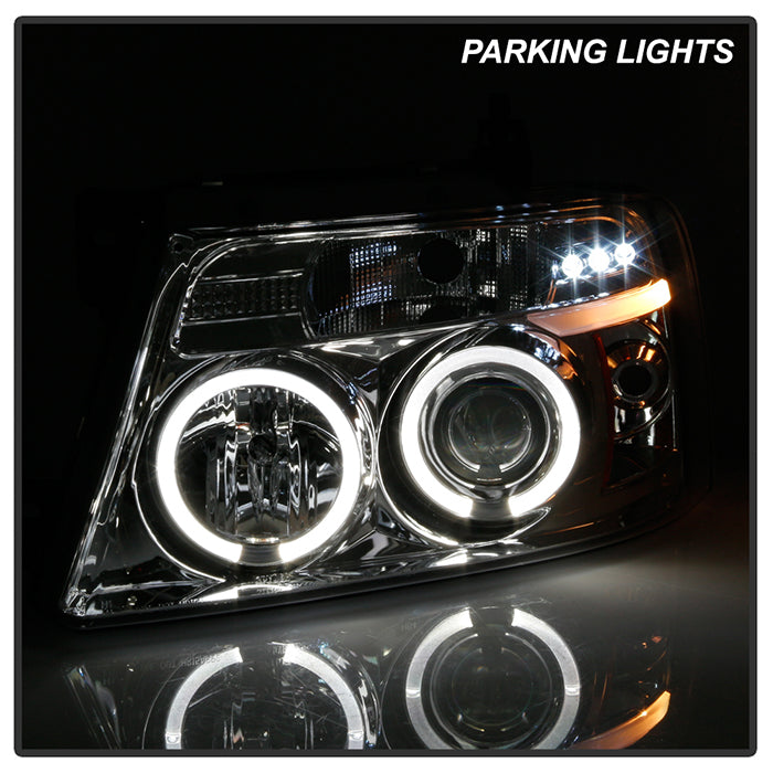 FR SPORT Spyder Ford F150 04-08 Projector Headlights Version 2 LED Halo LED Chrm...
