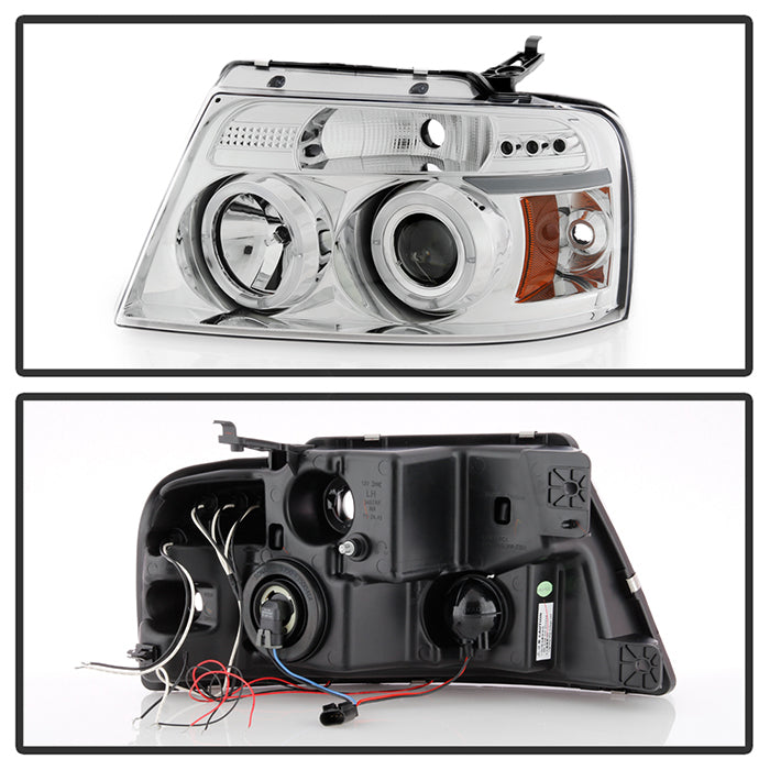 FR SPORT Spyder Ford F150 04-08 Projector Headlights Version 2 LED Halo LED Chrm...