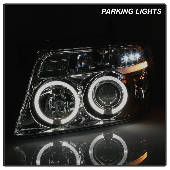 FR SPORT Spyder Ford F150 04-08 Projector Headlights Version 2 LED Halo LED Smke...
