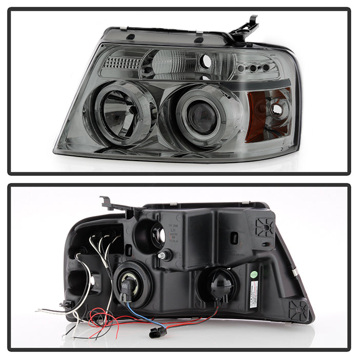 FR SPORT Spyder Ford F150 04-08 Projector Headlights Version 2 LED Halo LED Smke...