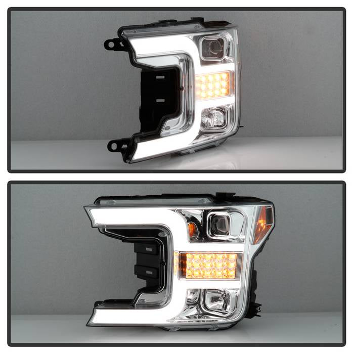 Spyder Signature Ford F150 18-19 (Halogen Model) Proj. Headlights - Chrome (PRO-YD-FF15018-LBSEQ-C) 5086631