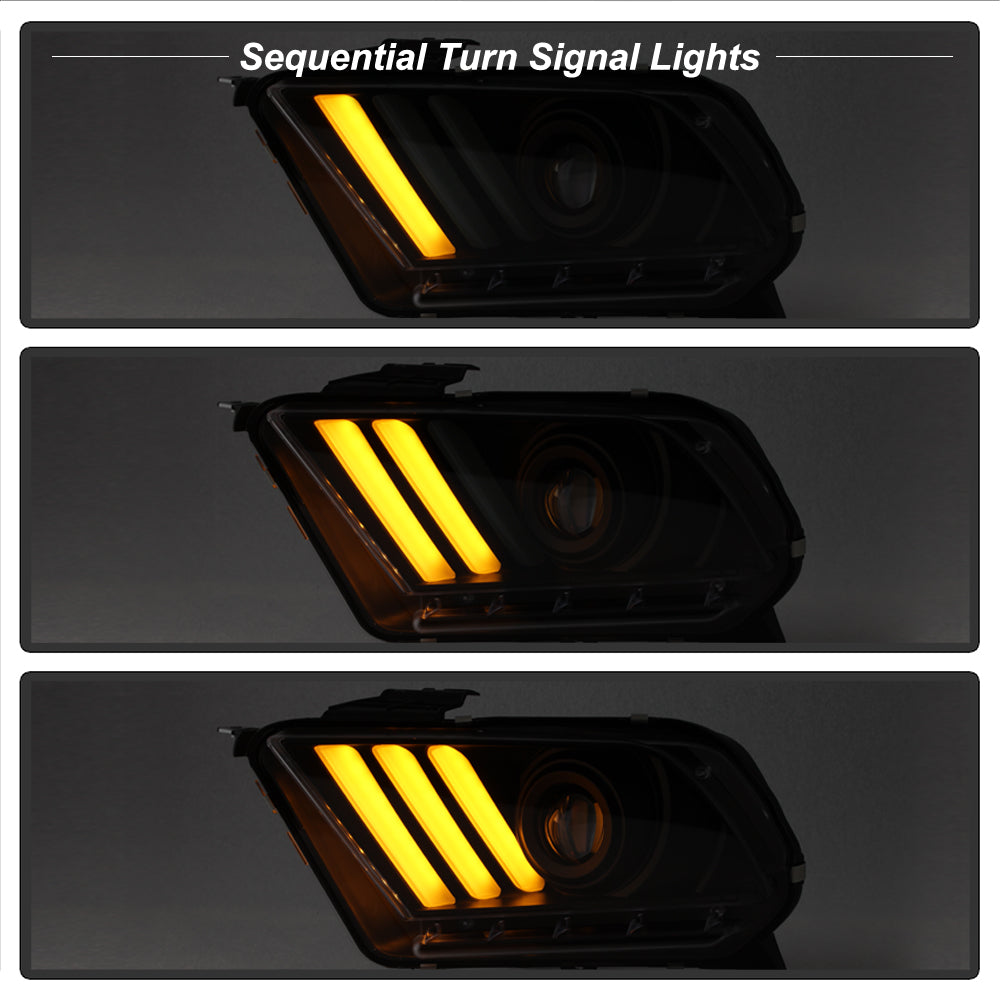 Spyder 10-13 Ford Mustang - Halogen - Projector Headlights - LED Signals -Black (PRO-YD-FM2010V2-BK) 5085429