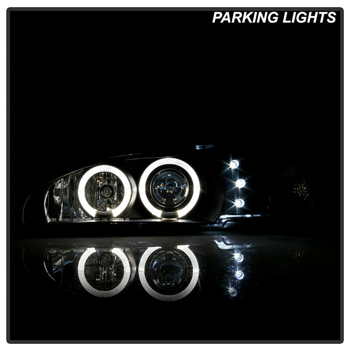 FR SPORT Spyder Ford Mustang 94-98 1PC Projector LED Halo Amber Reflctr LED Blk Low H3...