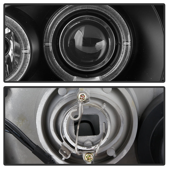 FR SPORT Spyder Ford Mustang 94-98 1PC Projector LED Halo Amber Reflctr LED Blk Low H3...