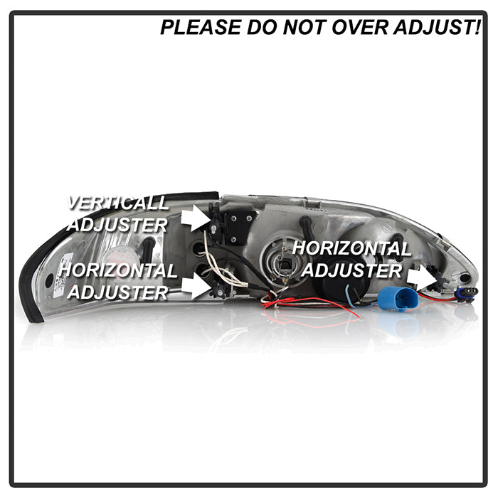 FR SPORT Spyder Ford Mustang 94-98 1PC Projector LED Halo Amber Reflctr LED Blk Low H3...