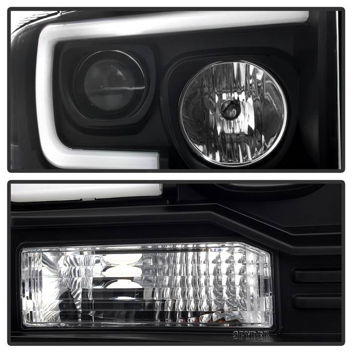 Spyder Ford F250/350/450 05-07 Projector Headlights - Light Bar DRL LED - Black PRO-YD-FS05V2-LB-BK 5084507