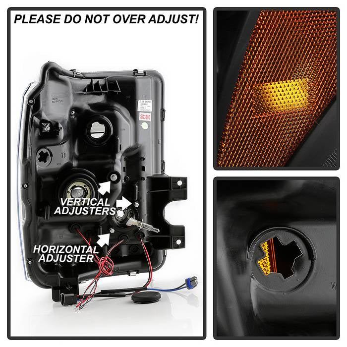 Spyder Ford Super Duty 11-16 Projector Headlights LEDHalo DRL All Black PRO-YD-FS11-HL-BKV2 5086013