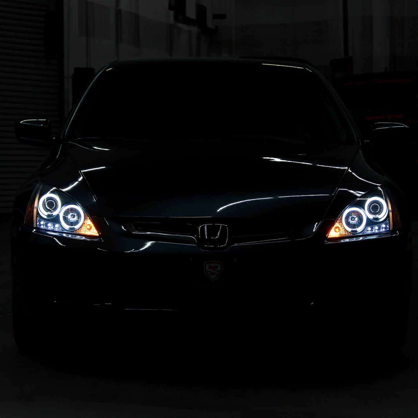Spyder Honda Accord 03-07 Projector Headlights LED Halo Amber Reflctr LED Blk PRO-YD-HA03-AM-BK 5010636
