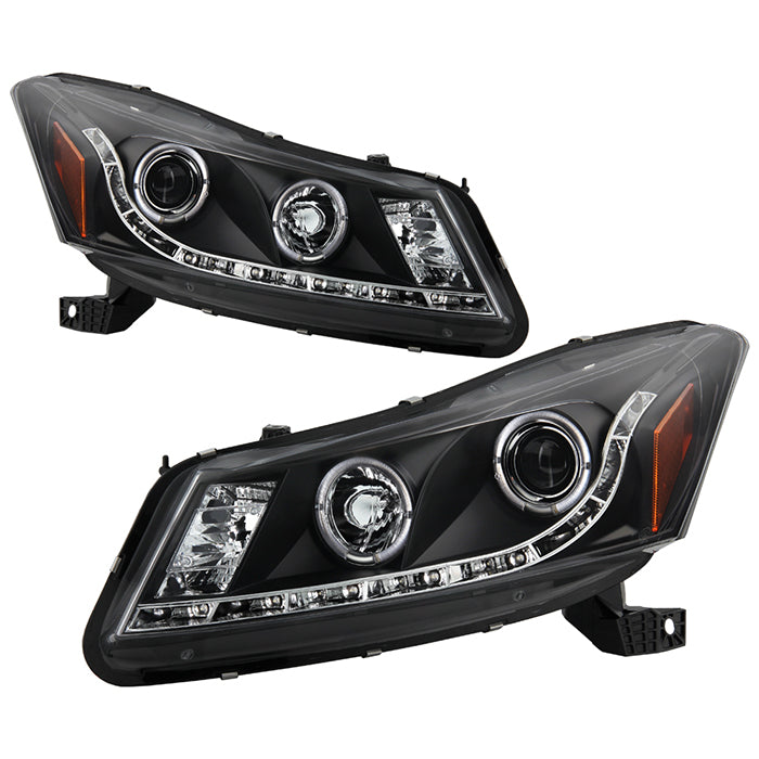 FR SPORT Spyder Honda Accord 08-12 4Dr Projector Headlights- LED Halo DRL Blk...