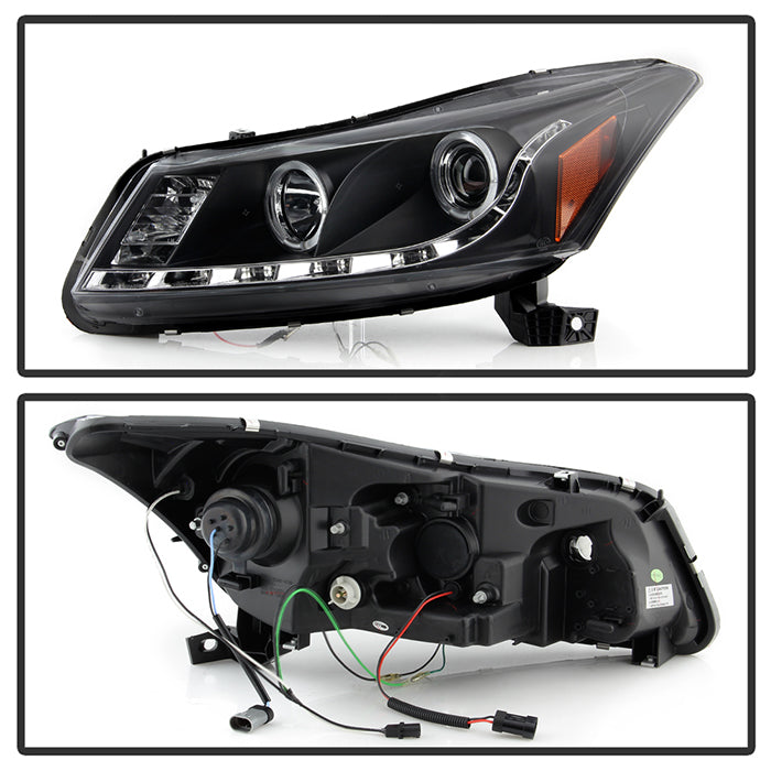 FR SPORT Spyder Honda Accord 08-12 4Dr Projector Headlights- LED Halo DRL Blk...