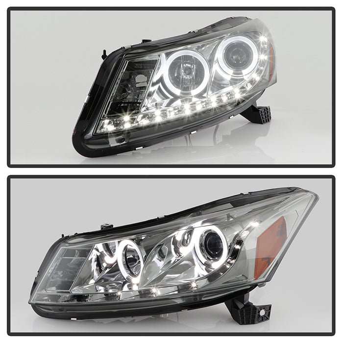 FR SPORT Spyder Honda Accord 08-12 4Dr Projector Headlights- LED Halo DRL Smke...