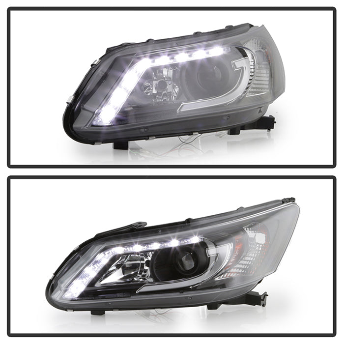 Spyder Honda Accord 2013-2015 4DR Projector Headlights Light Bar DRL Black PRO-YD-HA13-LBDRL-BK 5080530