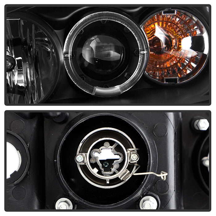 FR SPORT Spyder Honda Civic 01-03 2/4DR Projector Headlights - LED Halo Amber Reflector Blk...
