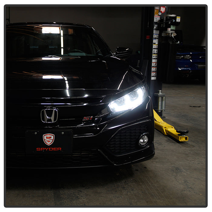 Spyder 16-18 Honda Civic 4Dr w/LED Seq Turn Sig Lights Proj Headlight - Black - PRO-YD-HC16-SEQ-BK 5086099