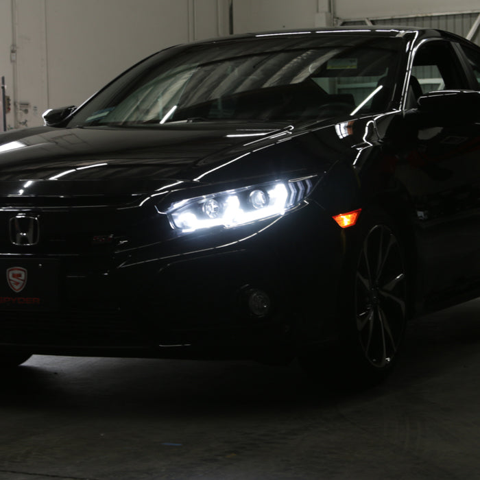 SPYDER Honda Civic 16-20 LED Model High-Power LED Module Headlights - Black (PRO-YD-HC16LEDAP-SEQGR-BK) 5088932